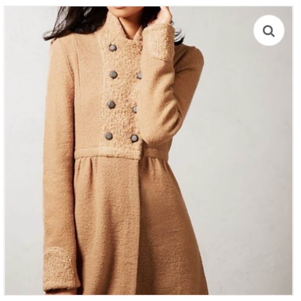 Anthropologie (moth) 100% wool Textured Tan Knit Coat (mix3)